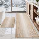 BSICPRO Bathroom Rugs and Mats Sets, 2 Piece Thick Absorbent Chenille Bath Mat Rug Set Non Slip, Soft Shaggy Bath Room Floor Mats for Bathroom, Machine Washable (Beige, 24" x 70" Plus 20" x 32")