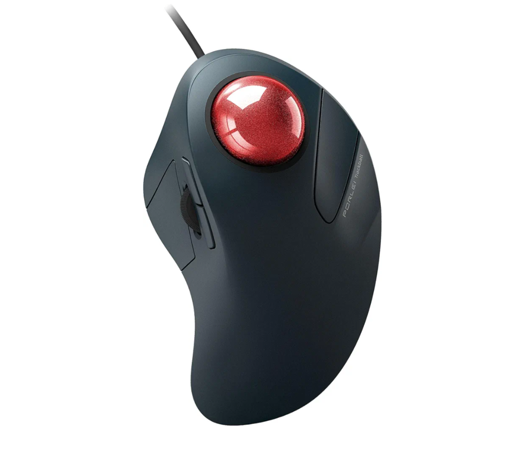 PORLEI Wired Trackball Mouse for Large Hands, Ergonomic Design Reduces Wrist & Muscle Strain, Precision Tracking with Easy Index Finger Control, Compatible with PC, Laptop, Windows, Mac, Red