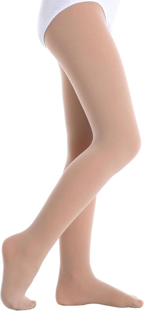 Yitoco Girls Soft Tights Skin Dance Ballet Leggings for Toddlers Kids Students Tan Stocking Footed Tights (1 Pairs, Nude, 6-8 Years, YOTS01-SK-1CM)