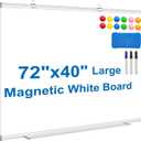 White Board Dry Erase Whiteboard for Wall 72x40 Aluminum Presentation Magnetic Whiteboards with Long Pen Tray, 12 Magnets, 3 Markers & 1 Eraser