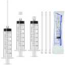 60ml Luer Lock Syringe with Cap and Soft Plastic Tube, Individually Wrapped 10 Pack, Suitable for Pet Liquids Feeding