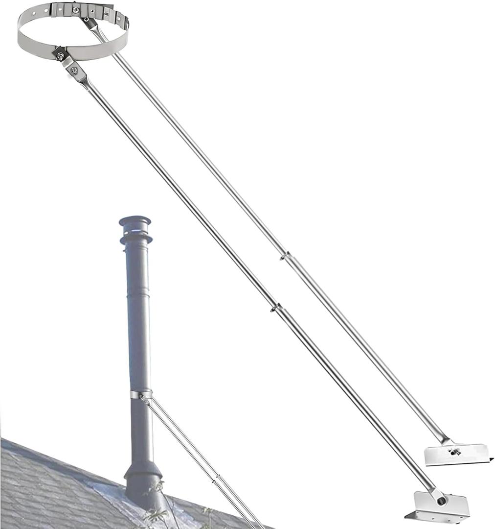 Upgraded 6DP-XRB 6" Extended Roof Chimney Bracket Support Kit, Stainless Steel, Adjustable Design Chimney Bracket Kit, Easily Withstands Snowstorms, Fit for Chimneys from 6" to 13.7" in Diameter