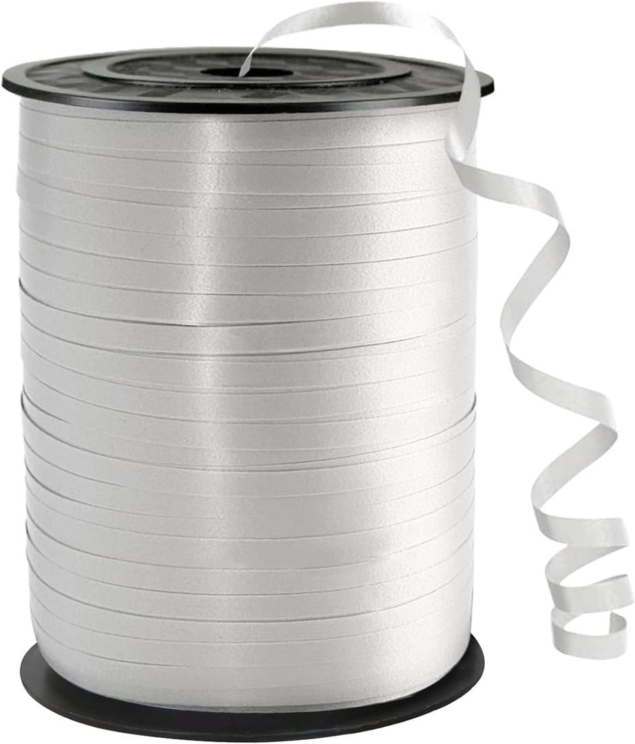 White Curling Ribbon, 500 Yard White Ribbon, Curling Ribbon, 1/5" Ribbon Curling for Present Wrapping, Balloon Ribbon, Birthday, Party, Festival, Florist Flowers Decoratio, Art Craft