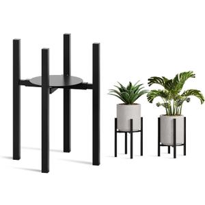 Adjustable Plant Stand Indoor, 2 Heights Black with Round Plate
Fits 9-15 Inch Pots,Mid Century Modern,Heavy Duty 160 lb,Indoor Outdoor Corner,Metal Plant Stand