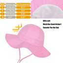 Baby Girl Sun Hat Toddler Beach Hats with UPF 50+ Protective Infant Summer Hat with Wide Brim Baby Girls Bucket Hat (0-6 Months, Navy Stripe Dy)