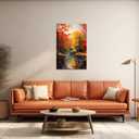 QIXIANG Autumn Canvas Wall Art Fall Lake Pictures Abstract Red Trees Forest Landscape Painting Prints Living Room Decor Framed (Autumn 1, 24.00" x 36.00")
