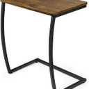 SRIWATANA Side Table, End Table, Vintage C-Shaped Couch Table for Sofa Laptop Coffee Snack, Walnut