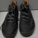 Mens Hand Stitching Leather Lace Up Ankle Boots Casual Vintage Non Slip Flats Arch Support Loafers for Hiking Walking Driving Chukka Boots (10, Black)