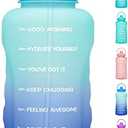 HydroPal 1 Gallon Water Bottles with Straw, 128 oz Water Bottle BPA Free Innovative 2-IN-1 Lid Gym Bottle with Times to Drink Motivational, Large for Sports Fitness Camping Water Jug （13.8X5.5 inch）