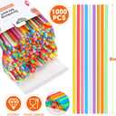 [1000 Pcs] Colorful Disposable Drinking Plastic Straws - Long Cocktail Bar Bulk Straws(8.2" longX0.23" Diameter)
