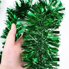32 Ft Christmas Grey/Green Tinsel Garland