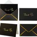 Winoo Design Heavy Duty Thank You Cards with Envelopes - 36 PK - Gold Thank You Notes 4x6 Inches for Wedding Cards Small Business Graduation Funeral Bridal Shower (Night Black)
