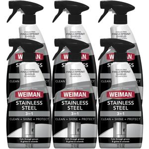 Weiman Stainless Steel Cleaner & Polish, 6 Pack, Anti Fingerprint Spray, Water Spots & Grease, No Streaks or Residue, Safe for Metal Polish, Chrome, Appliances, Fridge, Sinks & Grills