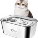 Ciays 61oz/1.8L Cat Water Fountain Stainless Steel Dog Water Bowl Dispenser Automatic Pet Water Fountain with Quiet Pump, Dishwasher Safe Design & Adjustable Water Flow for Cats, Dogs