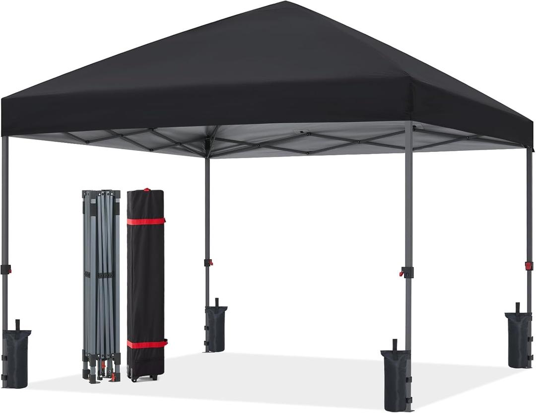ABCCANOPY Pop Up Canopy - Outdoor Patio Portable Canopy Tent Heavy Duty for Backyard and Deck with 4 Sandbags(Black, 10x10)