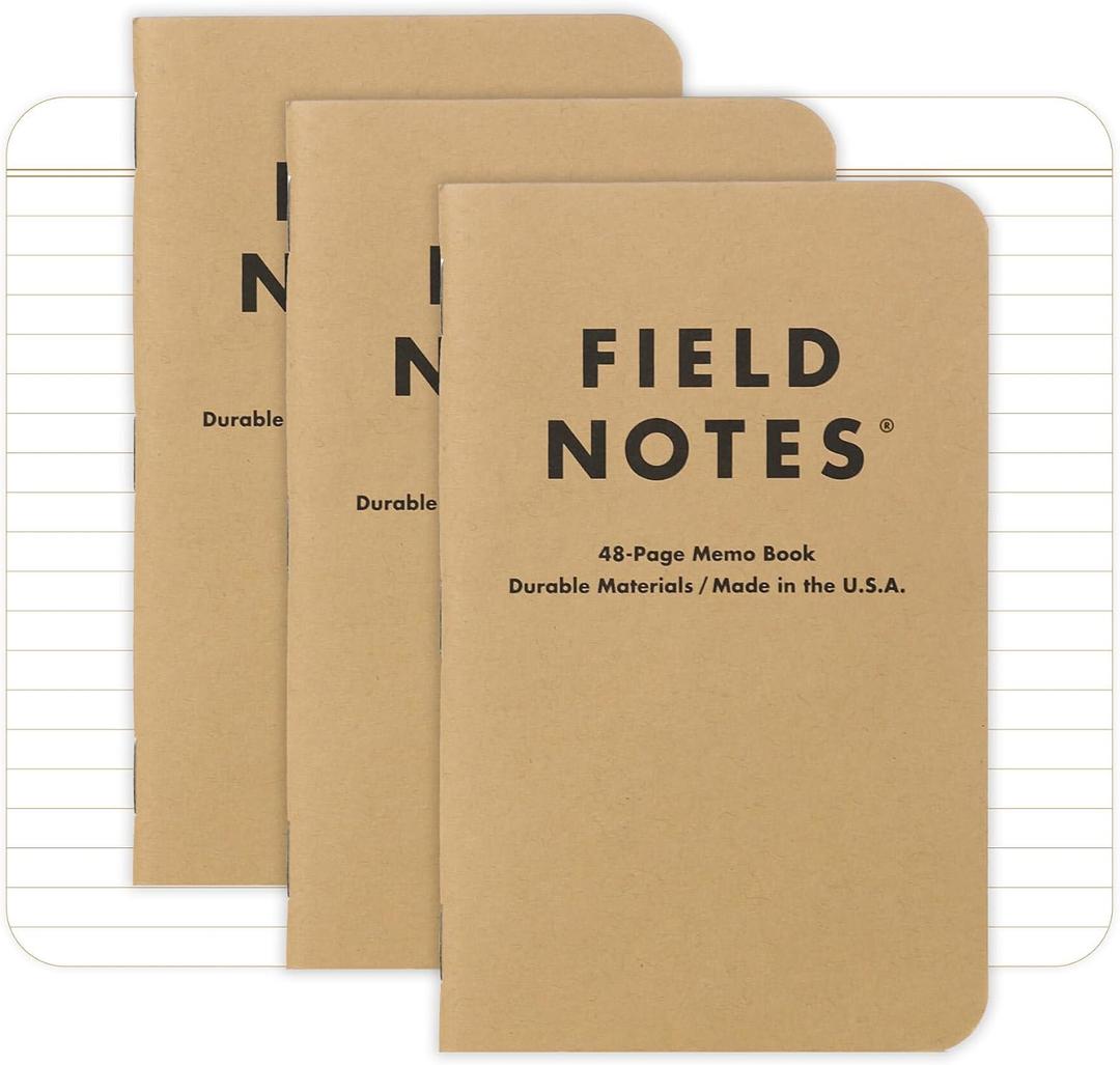 Field Notes: Original Kraft 3-Pack - Ruled Paper Memo Books - Lined 48 Page Pocket Notebooks - 3.5" x 5.5"