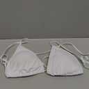 Suvimuga Women's Triangle Bikini Top Push up Padded Halter String Bathing Suits Top (Large, White)
