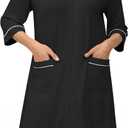 Ekouaer Zipper Robes for Women 3/4 Sleeve Housecoats Knee Length Bathrobe Lightweight Nightgown with Pockets M