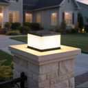 MVBT 9.8" Solar Post Lights, 3000K Outdoor Column Light, Solar Pillar Lights Outdoor Waterproof, Modern Pillar Lamp, Dusk to Dawn Solar Lantern, Column Lighting for Outside Patio Gate Entrance Posts
