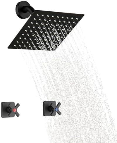 GUOYINDONG 2 Handle Shower Faucet Set, Matte Black Two Handle Shower Faucet Set 2 Knobs Wall Mounted, Shower Faucets Sets Complete