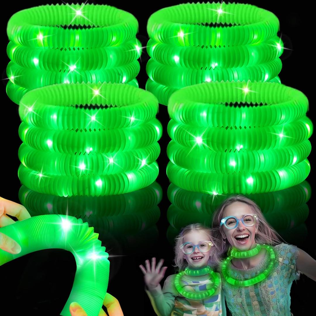 TURNMEON 20 Pack Green Glow Sticks Party Favors Toys Gifts for kids,LED Light up Pop Tubes Neon Necklaces Bracelets Accessories Decorations for Easter Party,Glow Birthday Dance Wedding Party Supplies