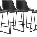 DUMOS 26 Inch Counter Height Bar Stools Set of 4, Modern Faux Leather High Barstools with Back and Metal Leg, Bar Chairs for Kitchen lsland, Black