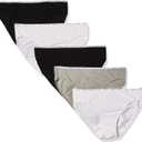 Calvin Klein Womens Cotton Stretch Logo Bikini Panties, Multipack (Medium, Black/White/Grey Heather)