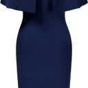 AISIZE Women's Vintage 1940s Half Collar Batwing Cape Party Pencil Dress (XX-Large, Navy Blue)