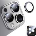 MAGIC JOHN for iPhone 16 Pro Max/16 Pro Camera Lens Protector [Alignment Kit&1:1 Invisible Perfect Fit] 9H Aerospace Tempered Glass Anti-Scratch Durable, Individual Cover Ring, Case Friendly, Set of 2, Silver