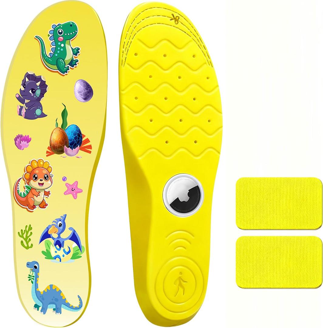 Breathable Insoles for Airtag – Kids Shoe Inserts with Hidden Tracker Pocket, Lightweight Cushion Support, Anti-Lost Case for Apple Airtag (Foot：9.5-10.2IN/Insole：9.6-10.6IN/M's6.5-M's7)