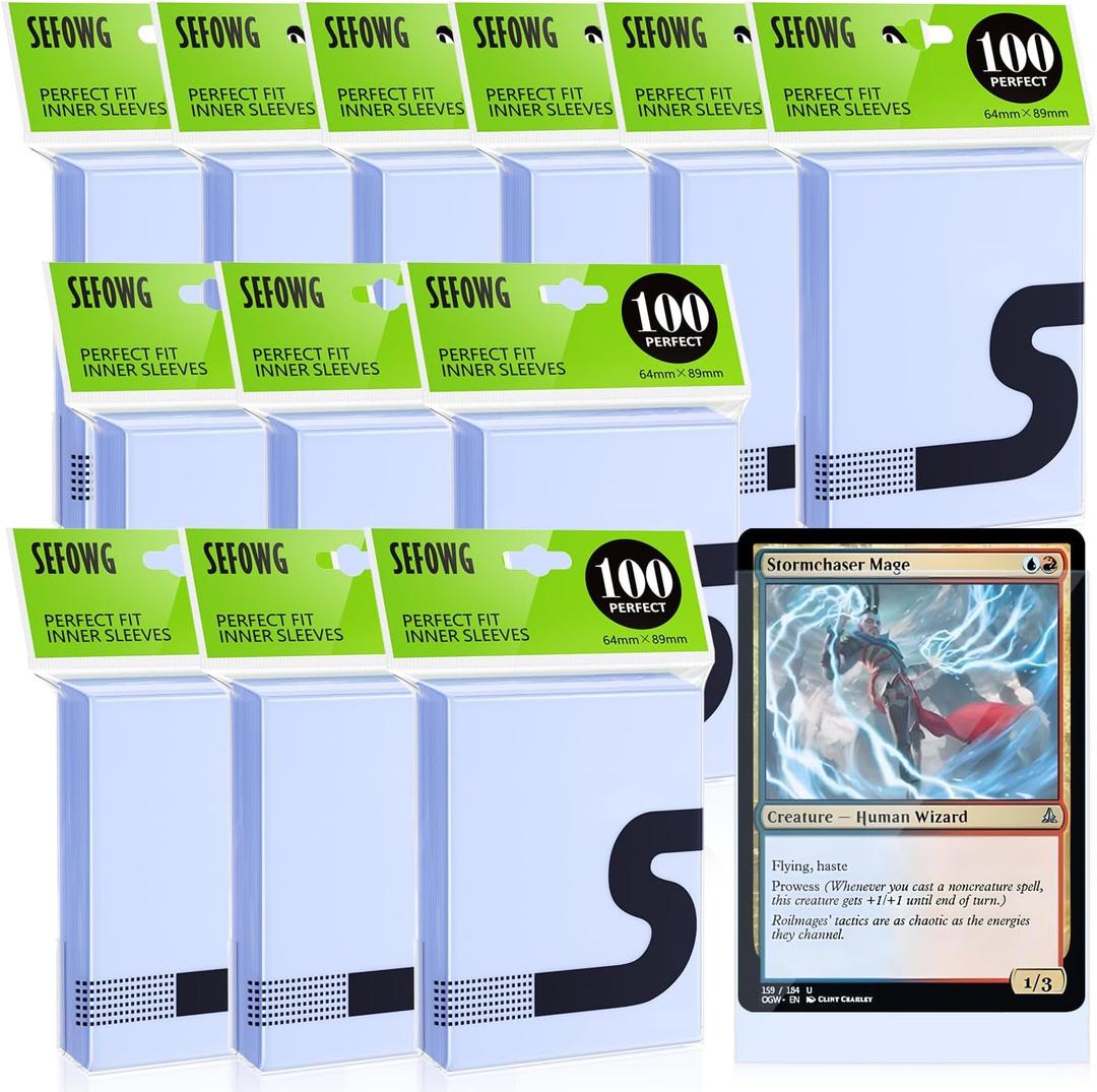 1200 Pack Card Sleeves, Perfect Fit Inner Sleeves Ideal for Double-Sleeving, Crystal Clear Trading Card Sleeve for MTG, PKM, TCG, Compatible with Matte MTG Card Sleeve