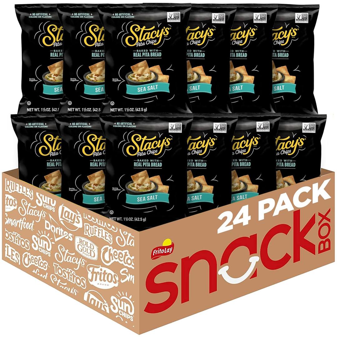 Stacy’s Pita Chips, Sea Salt, No Artificial Colors or Flavors, 1.5 Oz (Pack of 24) (EXP 09/08/26)