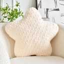 Star Pillow, 19.7" Star Shaped Plush Pillow for Couch Bed Sofa, Cute Decorative Throw Pillows with Soft Faux Fur Room Decor for Bedroom Living Room (Beige)