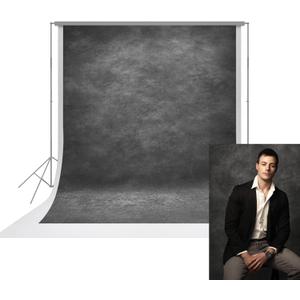 UrcTepics 8x10ft Dark Gray & Black Abstract Textured Photography Backdrop, Fabric Background for Headshots, Portraits, Graduation.