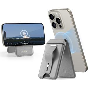 ESR for Magsafe Wallet, Geo iPhone Wallet Tracker with Full Find My Functionality, Adjustable Stand, for iPhone 17/16/15/14/13/12 Series, Grey