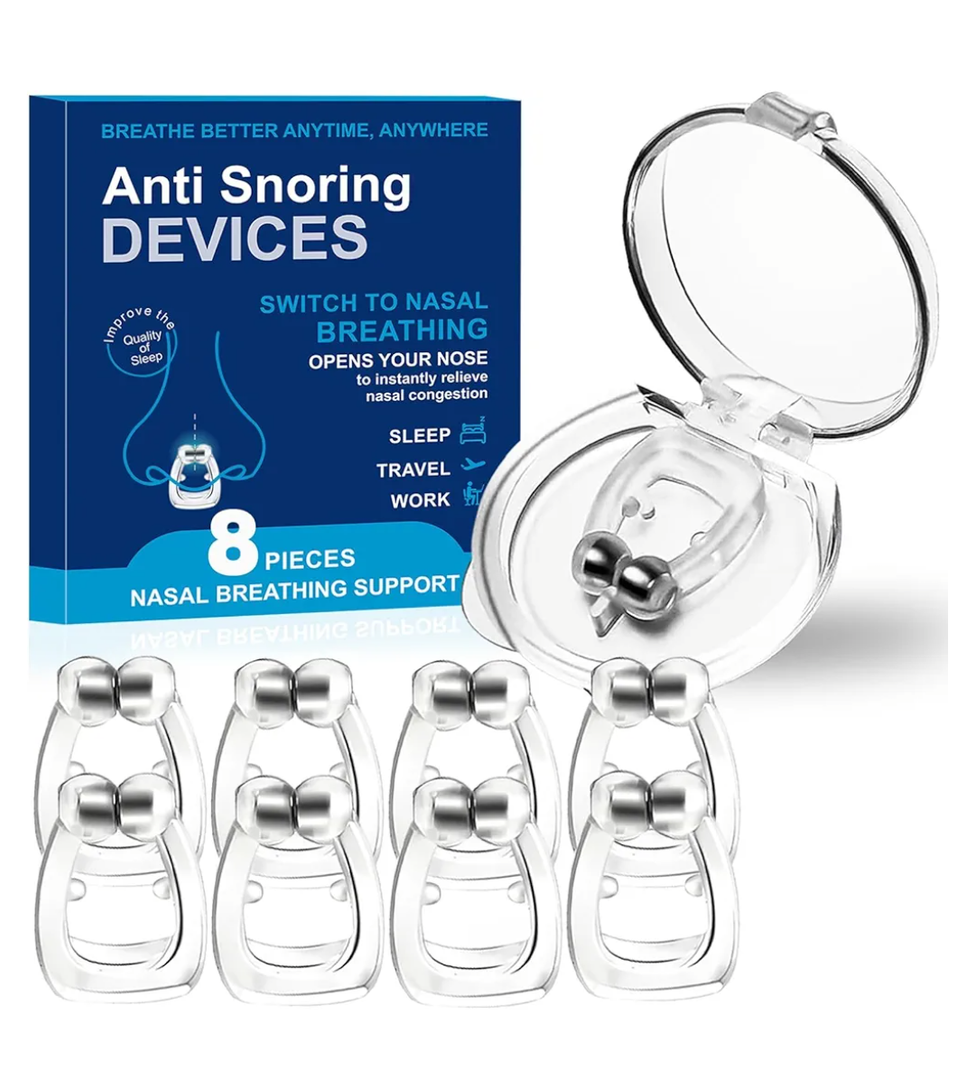 Nasal Dilators for Sleeping,Anti Nose Clip to Ensure Deep Sleep, Snoring Nose Clip Nose Magnet for Breathing Strip, Effective Anti Snoring Devices(White & 8PCS)