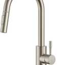 FORIOUS Kitchen Faucet, 2-Mode Pull Down Sprayer, Classic Stainless Steel
Lead-Free, Brushed Nickel, Single Handle, 1 Hole Sink Faucet with Deck Plate, Fit for RV Bar Farmhouse Laundry Outdoor