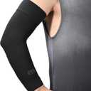 MGANG Lymphedema Compression Arm Sleeve for Women Men, Opaque, 20-30 mmHg Compression Full Arm Support with Silicone Band, Relieve Swelling, Edema, Post Surgery Recovery, Single Black M