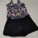Yonique Women 2 Piece Flowy Tankini Swimsuits with Boyshorts V Neck Swim Tank Tops Bathing Suits Modest Swimwear (X-Large, Colorful Floral-1)