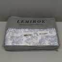 LEMIROE Vintage 100% Cotton Duvet Cover Queen Size 3PC - Elegant Pale Slate Blue Floral Pattern on White with Light Blue & White Striped Reverse, Luxurious Bedding Set with Button Closure (90"×90")