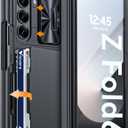 Vizvera for Samsung Galaxy Z Fold 6 Case RFID Wallet with Cards Holder [Hinge Cover] [Camera Cover] Shockproof Silicone Protective Phone Case for Z Fold 6 2024-Black