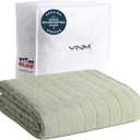 YnM Exclusive Weighted Blanket, Soothing Cotton/Polyester, Smallest Compartments, Bed Blanket for One Person of 140lbs, Ideal for Queen/King Bed (60x80 Inches, 15 Pounds, Avocado/White Reversible)