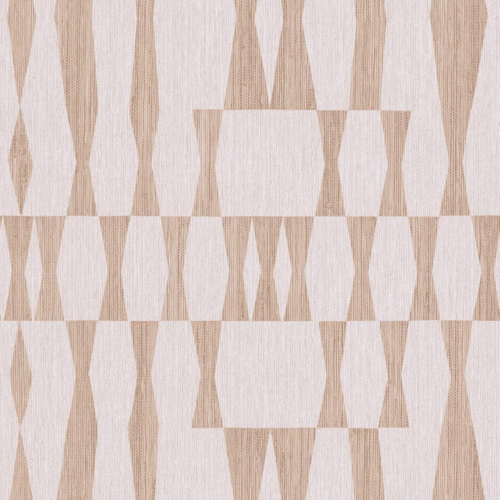 Tempaper Beige Textured Faux Grasscloth Geo Removable Peel and Stick Wallpaper, 20.5 in X 16.5 ft, Made in The USA, Jute