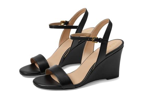 Cole Haan Women's Josie Wedge Sandal, Black Leather, 8.5-B US