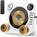 CD Player with Bluetooth, Desktop CD Player for Home,HiFi Speakers,Remote Control,USB,LED Display,Timer,Repeat,EQ Sound,AUX/3.5mm Earphone Jack,Kids,Gift-White