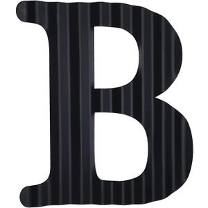 13.7" Metal Letters for Wall Decor, Corrugated Black Large 3D Letters, Decorative Farmhouse Hanging Alphabet Signs for Home Bedroom Office Wedding Party (B)