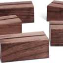 UNIQOOO 5 Pack Place Card Holders | Rustic Walnut Wood Escort Cards Display Stands | Table Number Sign & Photo Stand | Perfect for Retail Shop Cafe Home Wedding Dinner Party Events Decoration