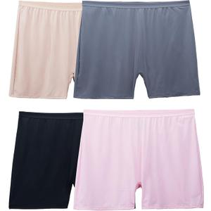 Fruit Of The Loom Women's Plus Size Fit for Me 4 Pack Microfiber Slip Short Panties, Assorted, 9