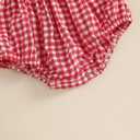 Kuriozud Valentines Day Outfit Baby Girl Bubble Romper Spaghetti Strap Onesie My First/1st Valentines Day Clothes Clothing (3-6 Months, Red Usa)