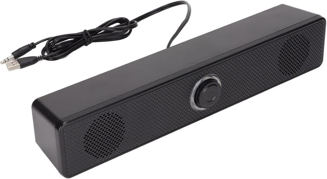 E 350TS USB Powered Computer Soundbar with Volume Control for Desktop PC Laptop Tablet, Surround Sound for Gaming, Multiple Devices Compatible, Black